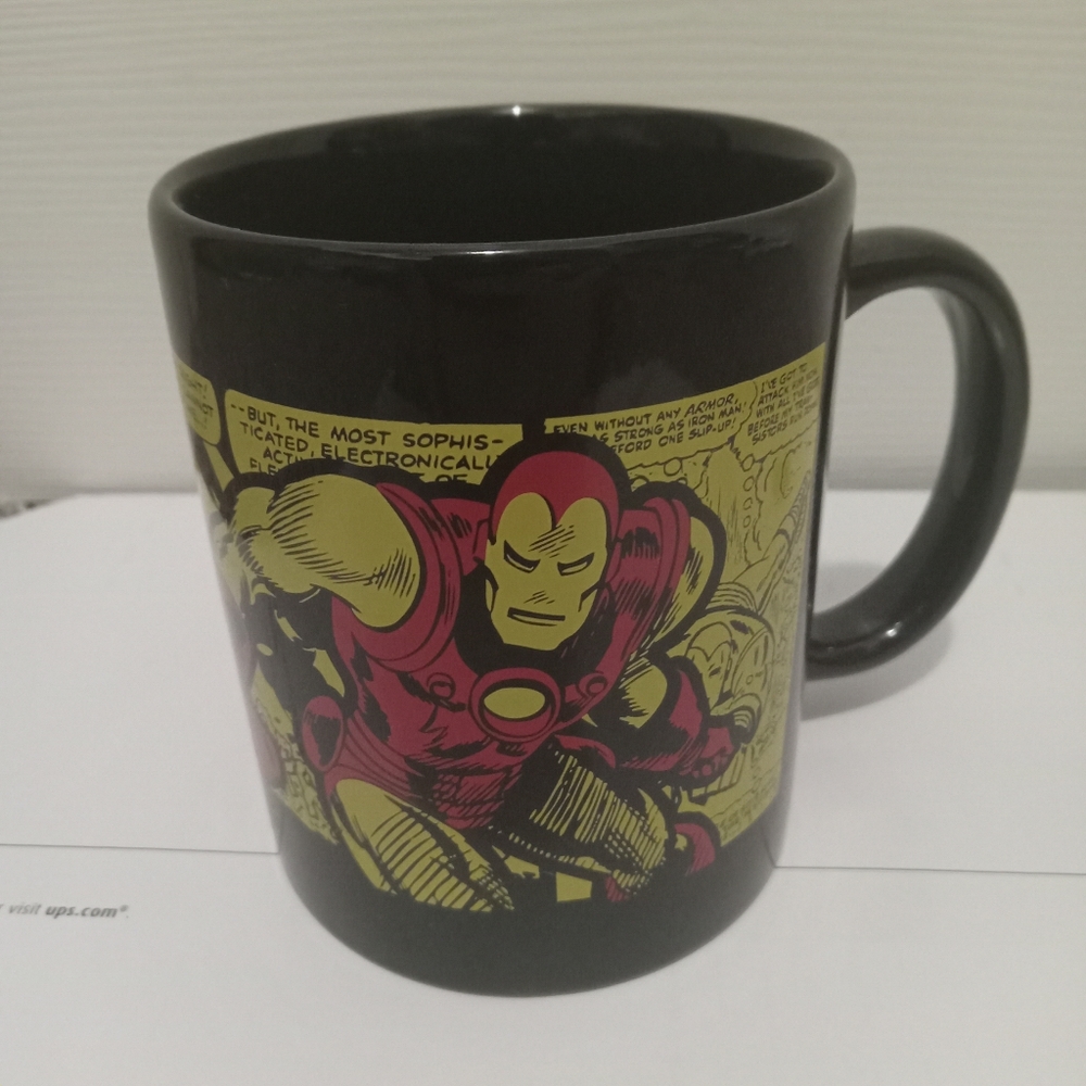 Iron Man Coffee Mug Black Graphic Comic Print from Gamestop